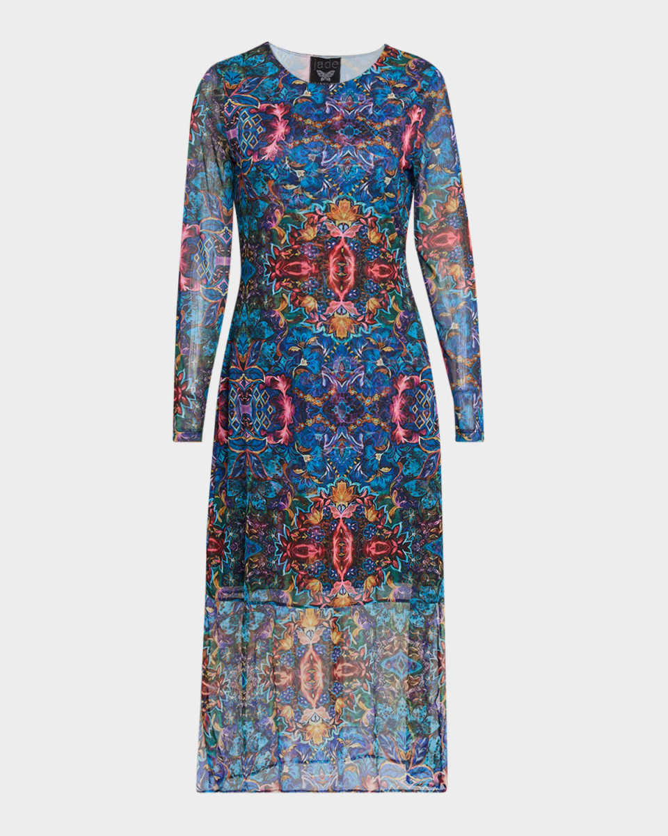 Tulus Kaleidoscope-Print Mesh Midi Dress